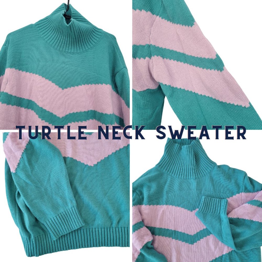 Rolled Neck Chevron Sweater